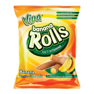Viva rolls banános ízű krémmel töltött gabonarudacskák 100gr