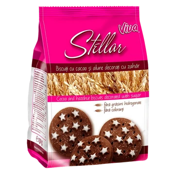 Viva Stellar. Kakaós- mogyorós keksz, cukorral díszítve 150g