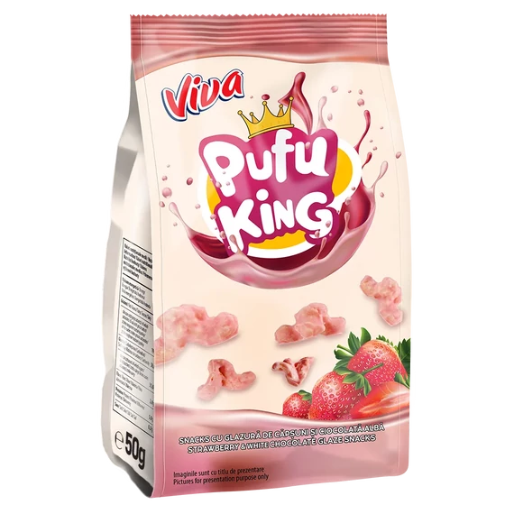 Viva Pufu King epres-fehércsokoládéval bevont kukoricasnack 85 gr