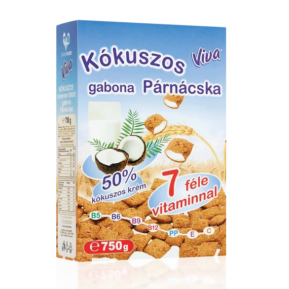 Viva dobozos töltött gabonapárnácskák kókuszos 750 gr
