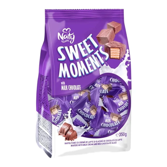 Naty Sweet Moments Tejkrémes és tejcsokoládés glazúrral bevont ostya 350gr