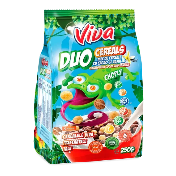 Viva kakaós és vanília ízű gabonagolyó mix 250gr