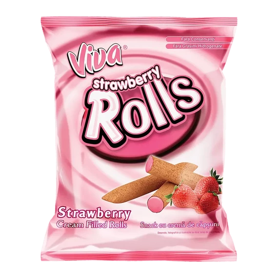 Viva rolls epres ízű krémmel töltött gabonarudacskák 100gr