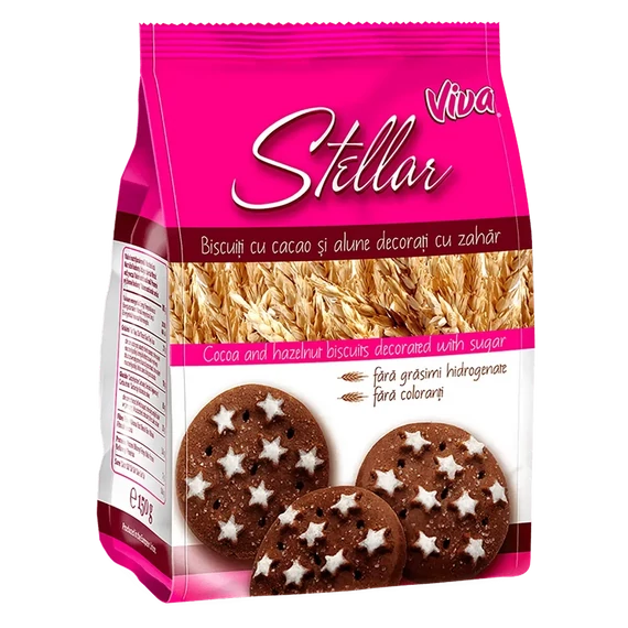 Viva Stellar. Kakaós- mogyorós keksz, cukorral díszítve 150g